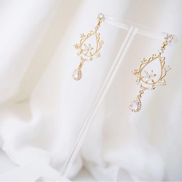 新娘耳環 新娘耳夾 生日禮物 優雅 耳環 耳夾 客製化 定制
