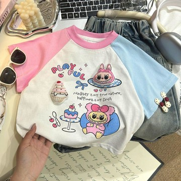 Mimo⭐兒童純棉T恤立體玩偶男女寶寶衣服可愛寬鬆撞色休閒上衣