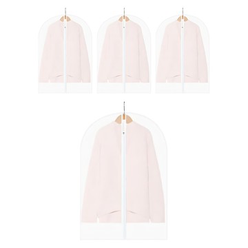 咪咪購物 透明衣服防塵套 拉鍊款  60 x 140cm  4個  1組