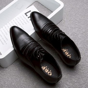 夏季尖頭皮鞋男韓版青年百搭真皮內增高英倫休閑商務正裝男鞋子