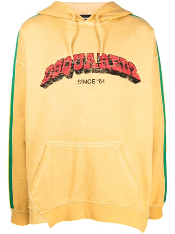 Dsquared2 - logo-print cotton hoodie - men - Cotton - XL - Yellow