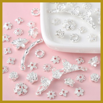 （10顆/包）亮銀色蓮花花託串珠隔片 手工製作手鏈項鏈飾品配件材料 串珠材料 串珠材料包 珠珠材料 手串材料