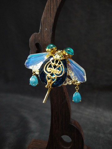 琉璃系列【琉璃蟬】馬尾插