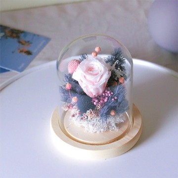 【永生花玻璃盅。黑粉色】情人節。開幕。居家擺飾 I 可自取