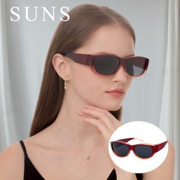 【SUNS】台灣製偏光太陽眼鏡 漸層紅 墨鏡 抗UV400/可套鏡 防眩光/遮陽/眼鏡族首選