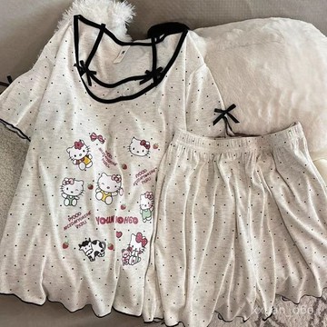新店補貼！限時💖2025夏季新款200斤大碼睡衣女短袖短褲帶胸墊涼感家居服可外套裝
