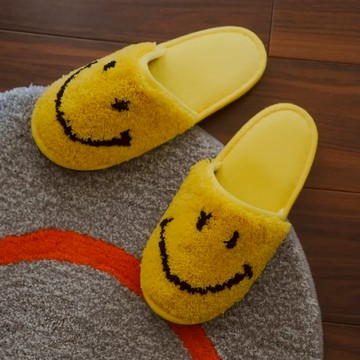 日本製 手工簇絨 笑臉聯名款 室內防滑拖鞋（2色） - 灰