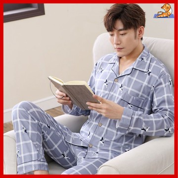 🔥中老年睡衣 睡衣家居服 睡衣套裝 男睡衣 男居家服 男士睡衣套裝 春秋季睡衣 男睡衣套裝 睡衣男士春秋季长袖开衫棉质