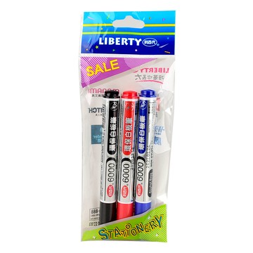 [家速配]利百代6000環保白板筆3入-混色