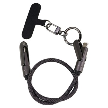 VOORCA Type-C to Type-C 100W二合一掛繩充電線  黑色  1個  30cm
