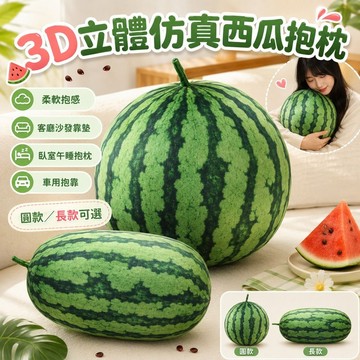 桃園出貨✨3D立體仿真西瓜抱枕 水果造型毛絨玩偶 沙發靠墊 臥室午睡枕 汽車抱枕 可愛家居裝飾柔軟靠枕