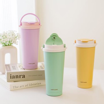 MATURE美萃 陶瓷不鏽鋼雙飲保溫杯附吸管刷700ml-三色可選 CY-2001