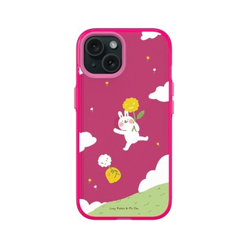 iPhone 15 Clear 粉漾桃 - 懶散兔與啾先生 Lazy Rabbit and Mr.Chu - 蒲公英