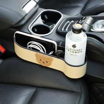 汽車座椅縫隙置物盒雜物收納零錢歸置卡通創意可愛小熊車載內飾品