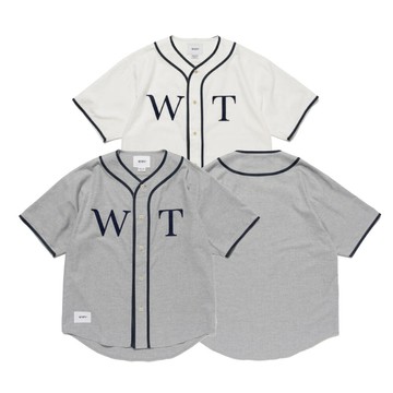 Wtaps LEAGUE / SS / COTTON.TWILL 棒球襯衫 灰色/白色 261TQDT-SHM06