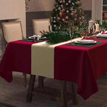 和庭桌旗美式圣誕節綠色長條餐新年紅色喜慶布藝高端防水茶幾蓋布