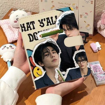 張凌赫周邊卡冊pu皮質外殼a5卡冊少女心創意小卡收納冊四宮格女