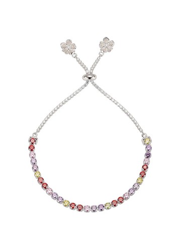 純銀八心八箭鋯石單排手鍊 - 三色菫之歌