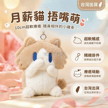 台灣出貨✨ 月薪貓玩偶 10cm超軟毛絨公仔 精緻可愛掛件 生日禮物 學生擺設 貓咪造型 療癒小物