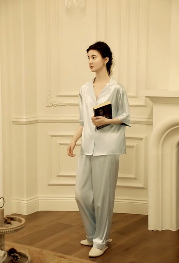 22姆米 重磅真絲家居服 桑蠶絲睡衣套裝