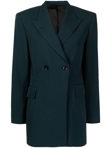 LEMAIRE - double-breasted button blazer - women - Wool/Viscose - 36 - Blue