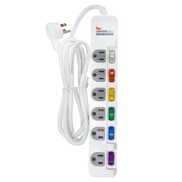 SUPERCELL 超電王 6開6插延長線  1.8m  白色  1條