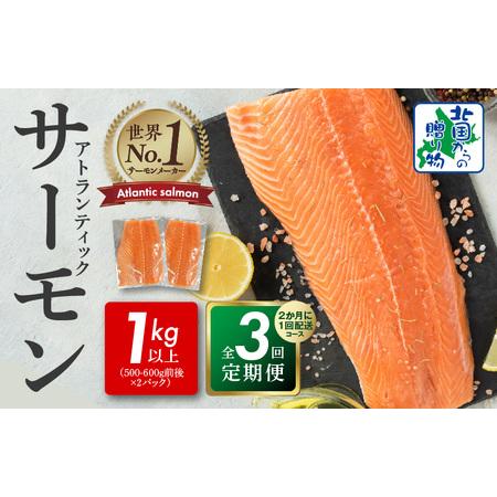 ふるさと納税 北国からの贈り物 豪華 サーモン 定期便 全3回 総量 3kg以上   大阪府泉佐野市