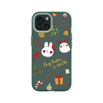iPhone 15 Clear 憂墨綠 - 懶散兔與啾先生 Lazy Rabbit and Mr.Chu - About Christmas