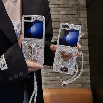 閃粉蝴蝶 愛心鏡子 Moto razr 60 50ultra razr 60ultra 50 手機殼 防摔 折疊 保護套