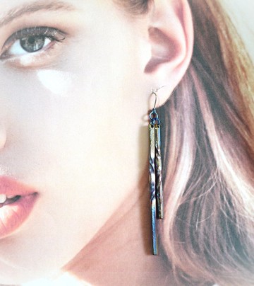 鈦金屬穿耳式耳環=鈦金鍛造耳環68mm=A