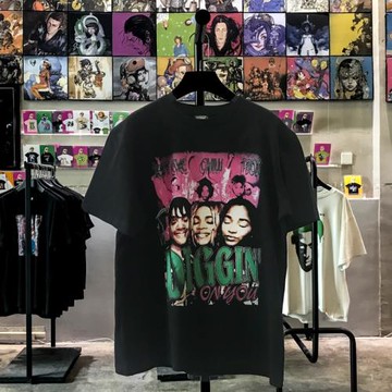 三人女子樂隊TLC海報短袖美國潮牌印花圓領t恤寬松嘻哈情侶半袖男