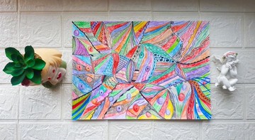 你在這裡嗎？抽象畫 #2017，抽象鉛筆畫 作品，藝術