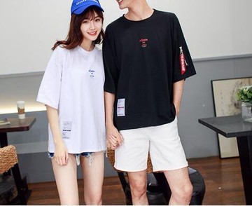 FINDSENSE MD 日系 潮 男女 情侶裝 休閒 簡約 寬鬆五分袖 拉鏈 時尚學生T恤 班服 短袖T恤 特色短T