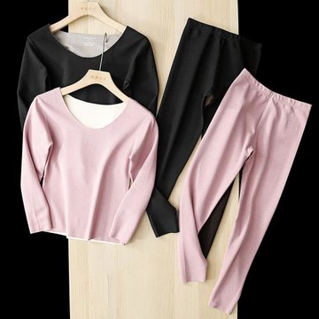 黑科技自發熱觸感！無痕德絨秋冬新款保暖內衣套裝女加絨秋衣秋褲