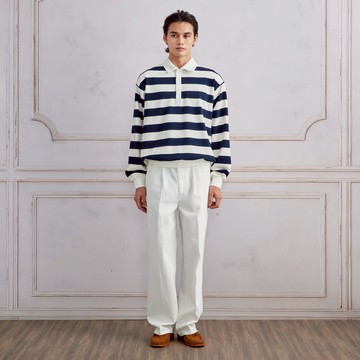 白色直筒版休閒褲-725213163012