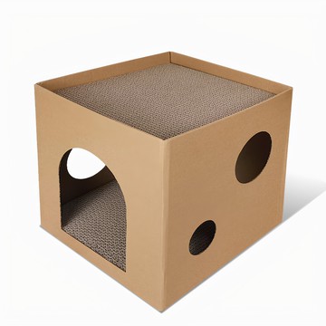 中國 ICLE 簡易折疊貓窩貓抓板  30 x 30 x 30cm  1個  原木色