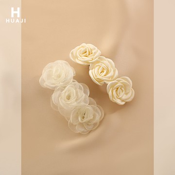 花跡花朵發夾女森系超仙氣質高級感輕奢小眾設計小香風山茶花頂夾