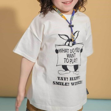 日本 BREEZE - 美式復古海報印花T恤-兔兔報紙-白