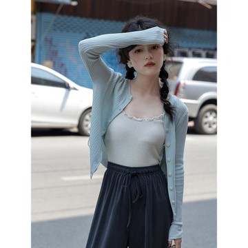 覓定冰絲針織衫女2026春夏新款薄款防曬開衫外套外搭韓系chic上衣