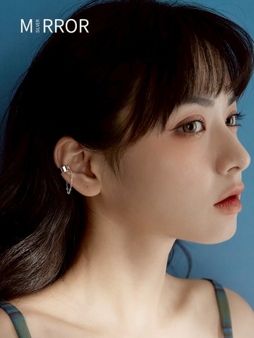 小麋人S925簡約無耳洞ins風小眾耳夾純銀女耳骨夾假耳環耳飾網紅