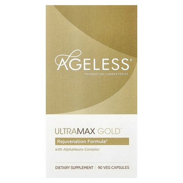 Ageless Foundation Laboratories, 含有AlphaNeuro複合物的UltraMax Gold膠囊，90粒素食膠囊
