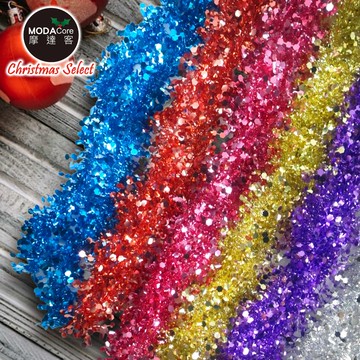 【預購】摩達客-2米（200ccm） 4吋亮光鑽石金蔥彩條（3條一組-顏色隨機出貨） 可掛聖誕樹/門窗邊/牆沿/派對裝扮用（下單後5個工作天出貨）_廠商直送