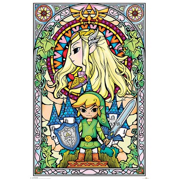 【任天堂】薩爾達傳說 THE LEGEND OF ZELDA 教堂玻璃風海報