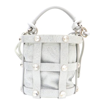 Salvatore Ferragamo 菲拉格慕 銀色 水鑽 皮革 水桶包 兩用包 【二手名牌BRAND OFF】