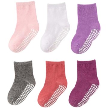 【6雙裝】兒童純色襪子春夏中筒防滑寶寶襪子0-8歲ins新款地板襪
