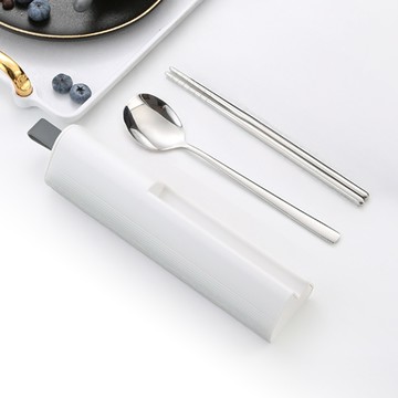 山巒食光 304不鏽鋼餐具組【3色可選】 筷子+湯匙 餐具 附收納盒 鐵筷子 環保 便攜 露營 野餐 上班族 不鏽鋼筷子