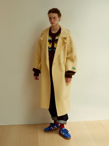 Handmade Hooded Wool Coat (Beige)