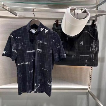 女士夏季高爾夫服裝冷感運動休閑翻領短袖短裙套裝百搭戶外套裝