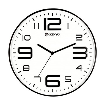 Kinyo 簡約浮雕靜音掛鐘 CL-141  白色