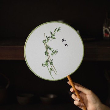 功夫道蘇州刺繡團扇繡花扇圓扇古風短柄仿古宮廷漢服流蘇納涼扇